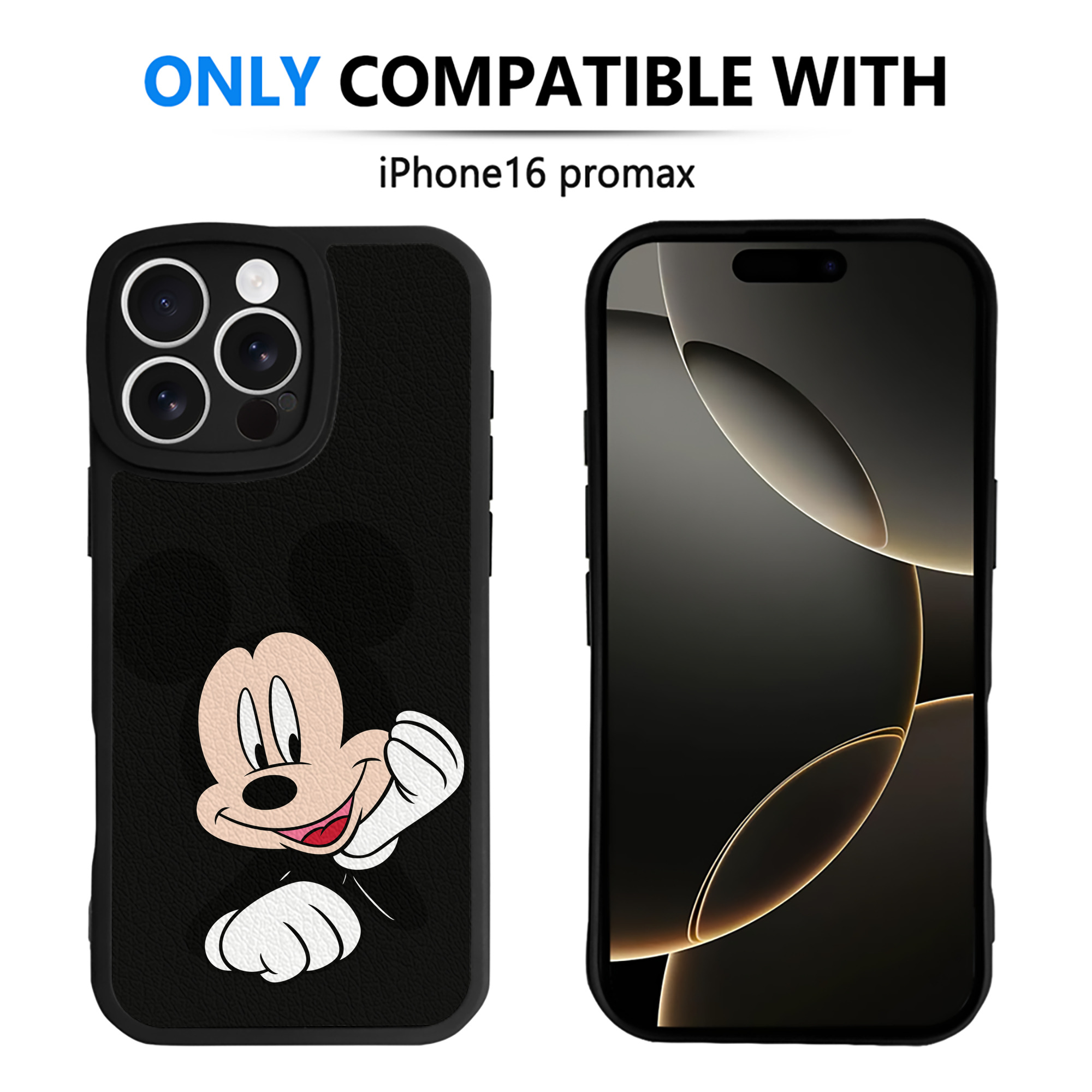 （画像用） ミッキーマウス Mickey Mouse 【iPhone 16シリーズ対応】シリコンスマホケース（レザー調） 材質：シリコン